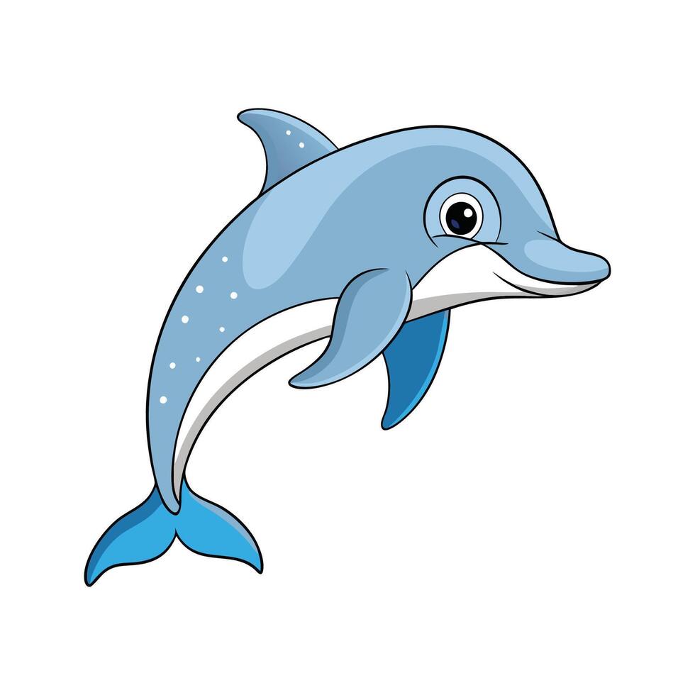 Stylish Atlantic Spotted Dolphin for Projects. Cartoon Art Animal Illustration vector