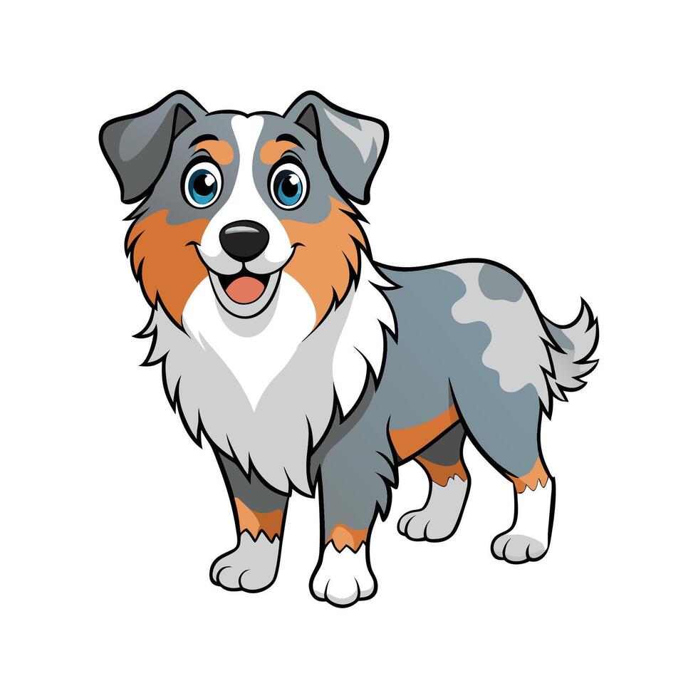 Unique Australian Shepherd Illustration for Creatives. Cartoon Art Animal Illustration vector