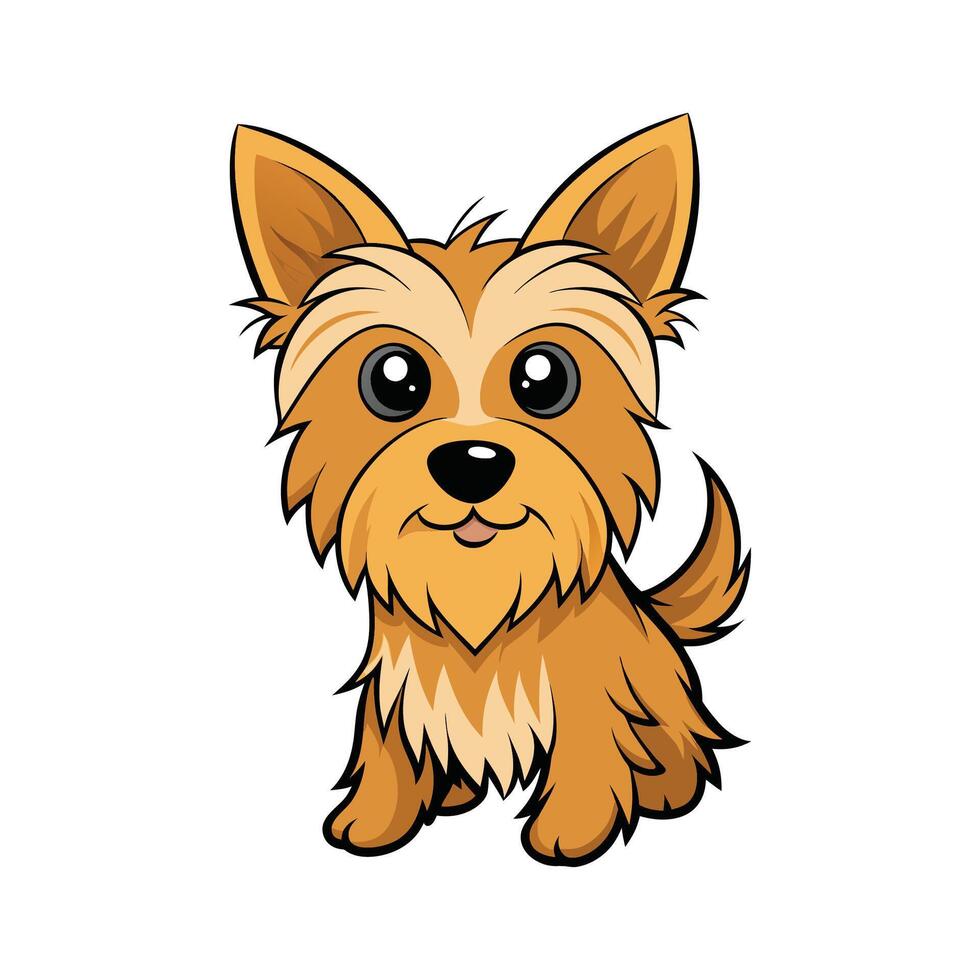 Charming Australian Silky Terrier Art for Projects. Cartoon Art Animal Illustration vector