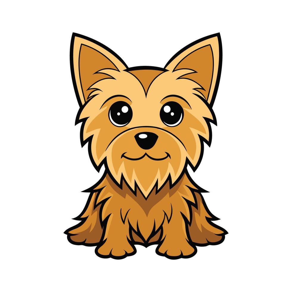 Distinct Australian Silky Terrier Art. Cartoon Art Animal Illustration vector