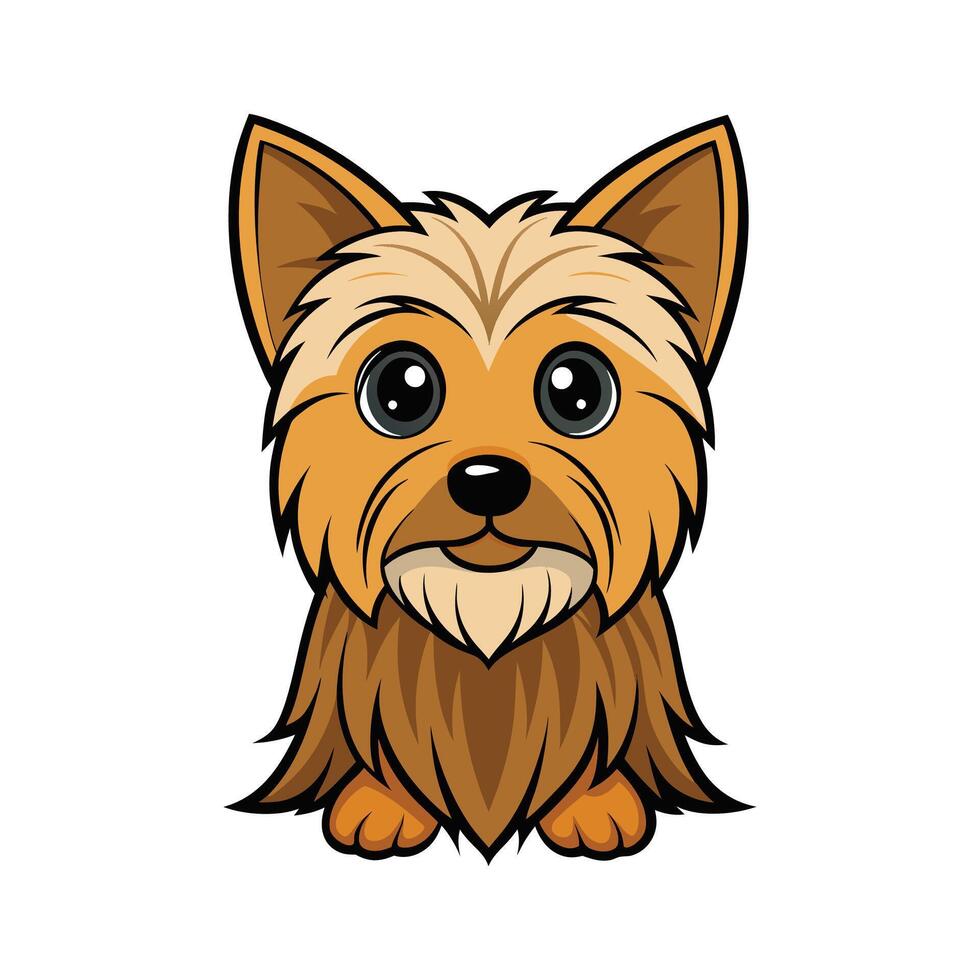 Charming Australian Silky Terrier Design. Cartoon Art Animal Illustration vector