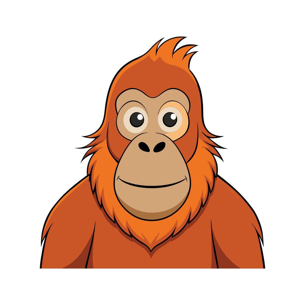 Unique Bornean Orangutan Art. Cartoon Art Animal Illustration vector