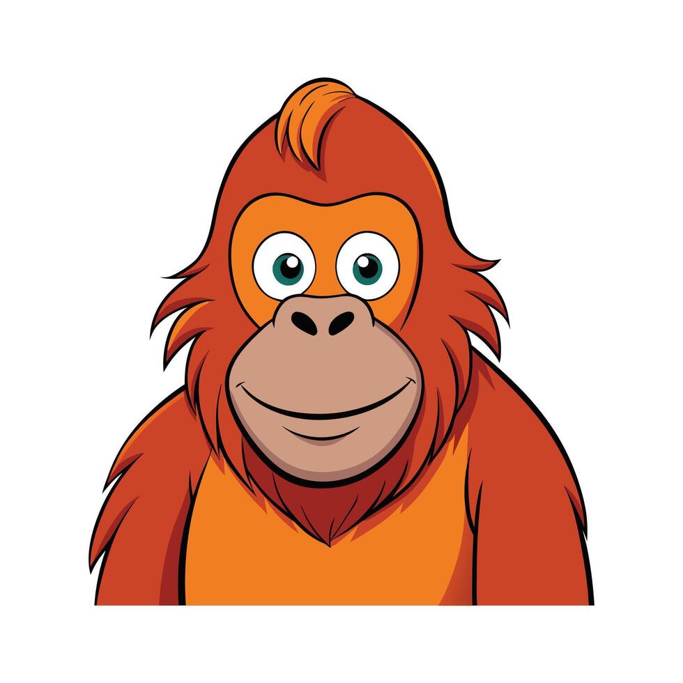 Charming Bornean Orangutan Design. Cartoon Art Animal Illustration vector