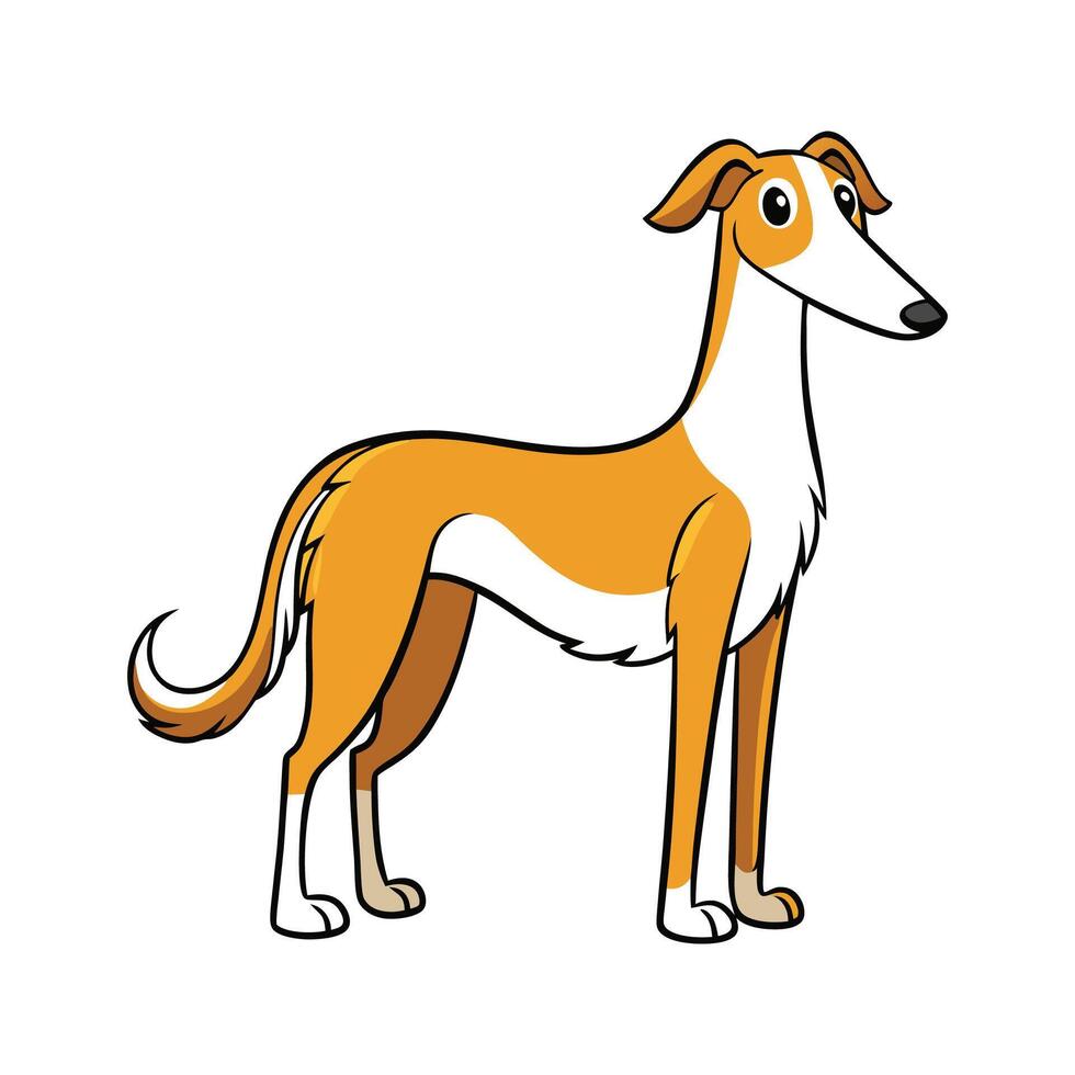 Stylish Borzoi Art for Projects. Cartoon Art Animal Illustration vector