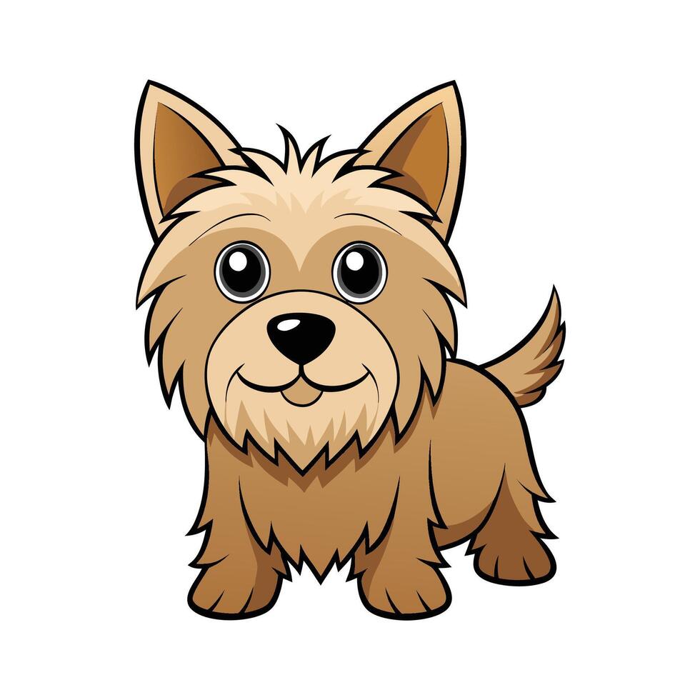 Cairn Terrier Playing in Grass. Cartoon Art Animal Illustration vector