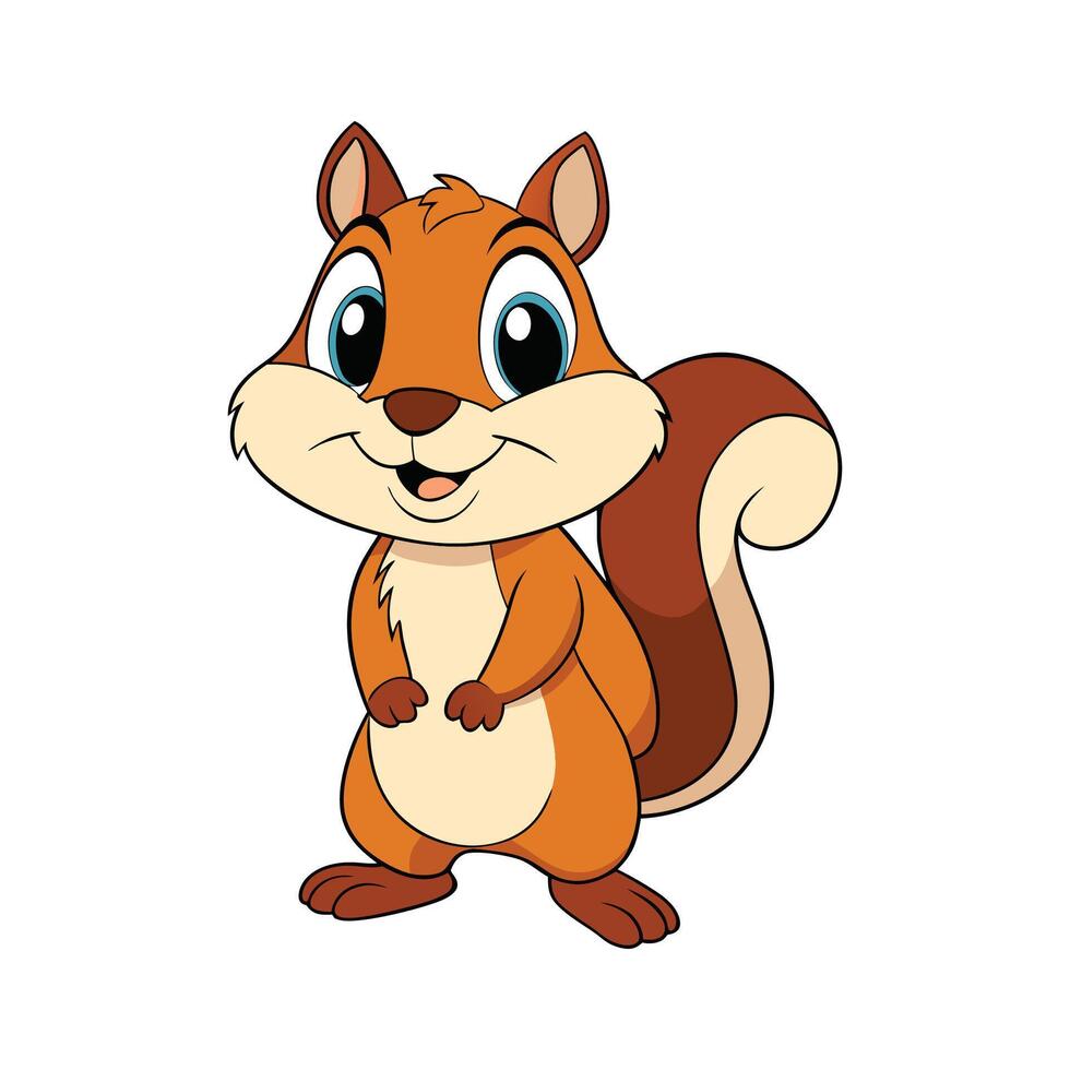 Chipmunk in Lively Forest Environment. Cartoon Art Animal Illustration vector