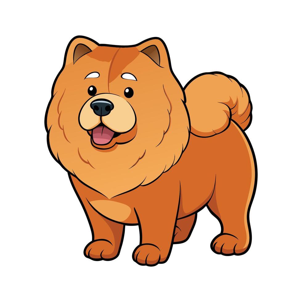 Chow Chow Sitting Proudly. Cartoon Art Animal Illustration vector