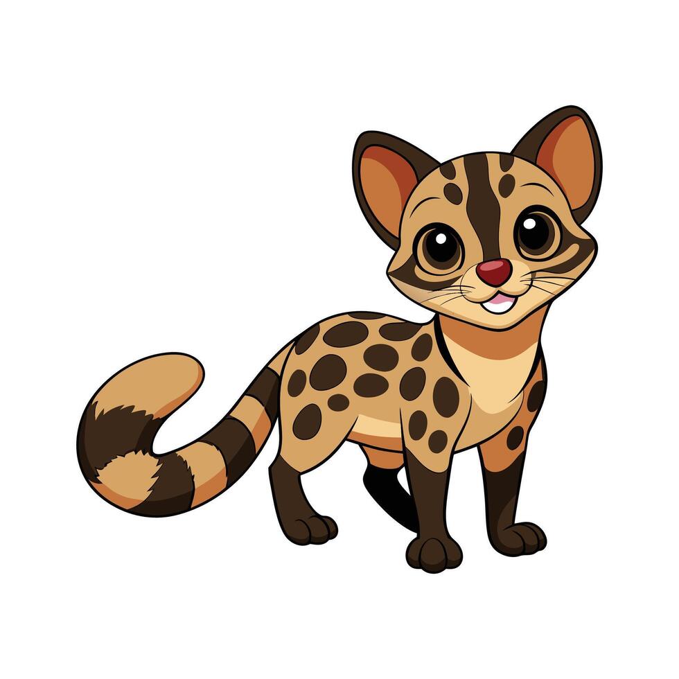 Common Genet in Natural Setting. Cartoon Art Animal Illustration vector