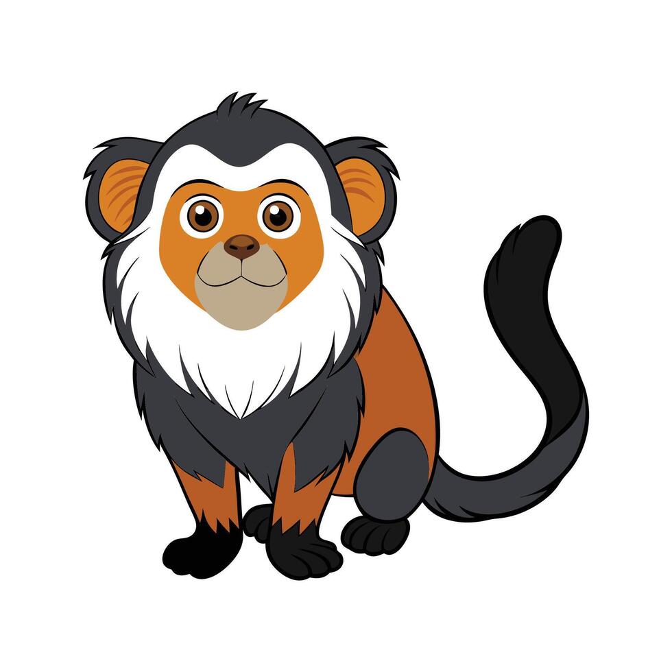 Dynamic Common Tamarin Family Portrait. Cartoon Art Animal Illustration vector