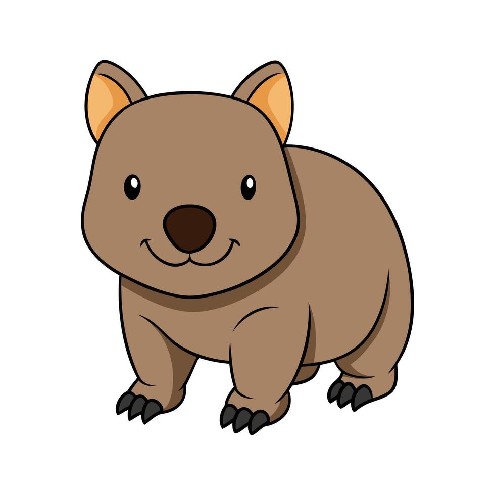 Relaxed Common Wombat in Grass. Cartoon Art Animal Illustration vector