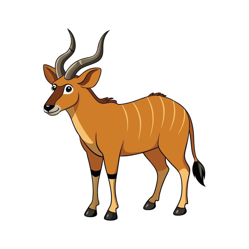 Majestic Eland Grazing in the Fields. Cartoon Art Animal Illustration vector