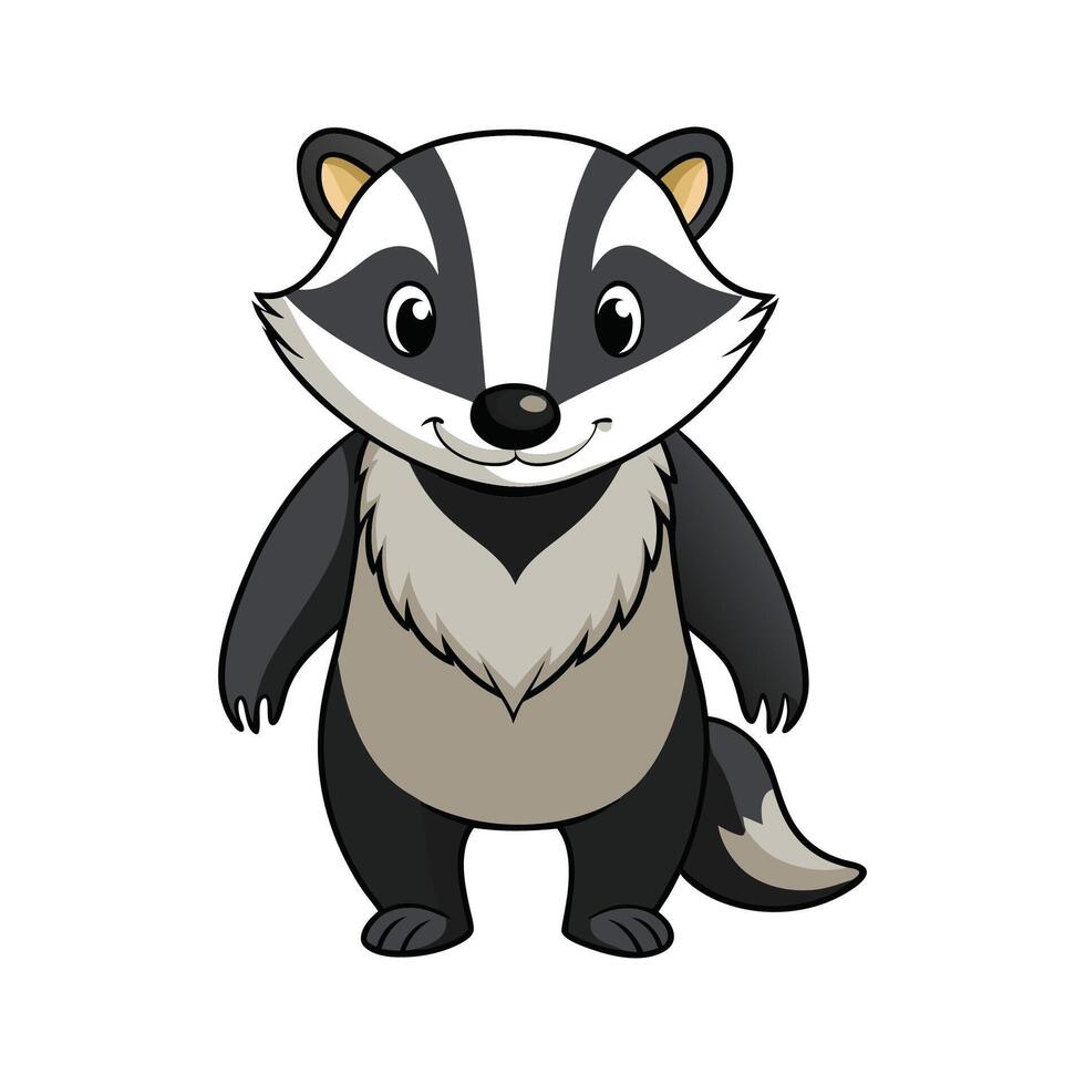 Charming European Badger Exploring Trails. Cartoon Art Animal Illustration vector