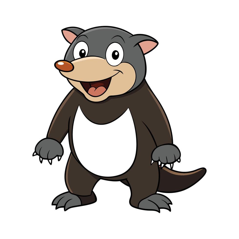 Energetic European Mole at Play. Cartoon Art Animal Illustration vector