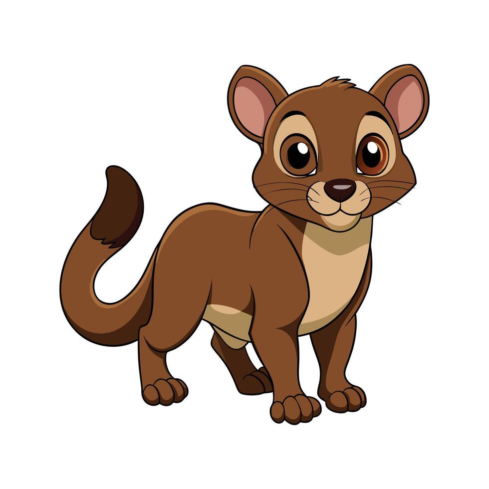 Curious Fossa Observing Its Environment. Cartoon Art Animal Illustration vector