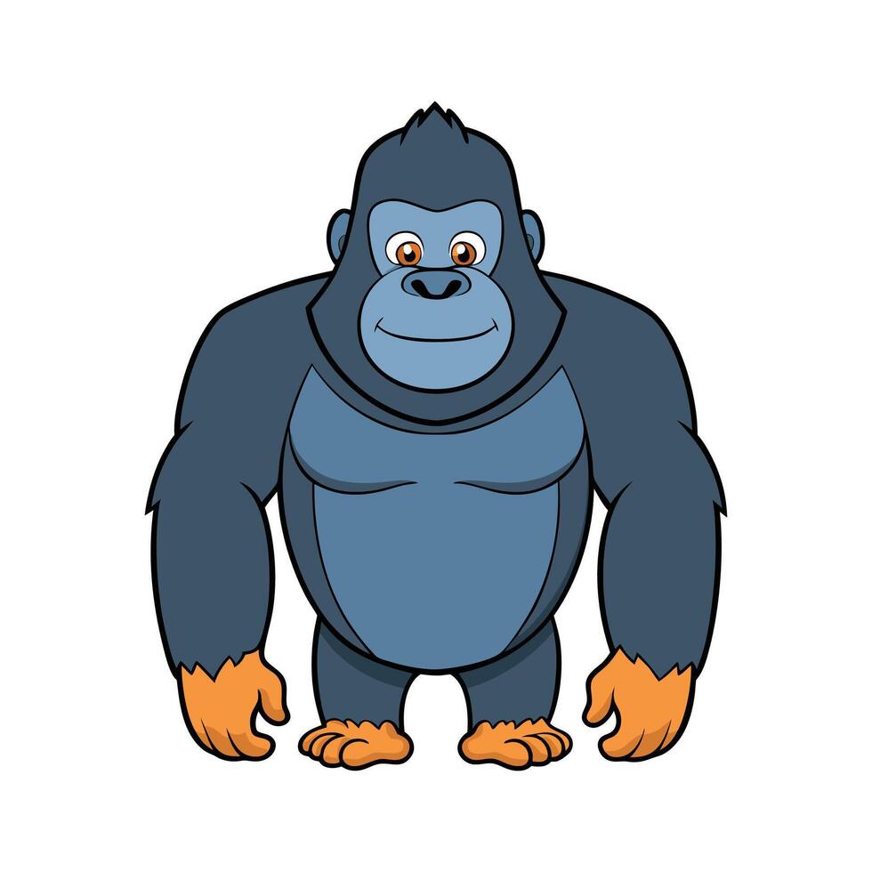 Dynamic Gorilla in Natural Environment. Cartoon Art Animal Illustration vector