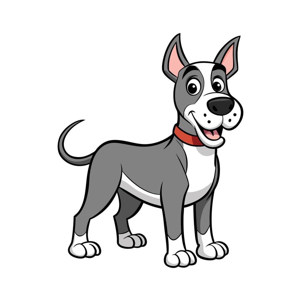 Dynamic Great Dane in Action. Cartoon Art Animal Illustration vector