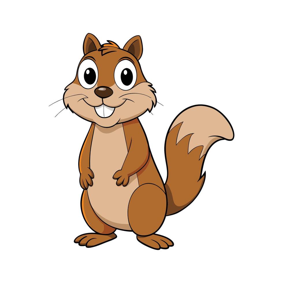 Charming Ground Squirrel Observing its Surroundings. Cartoon Art Animal Illustration vector