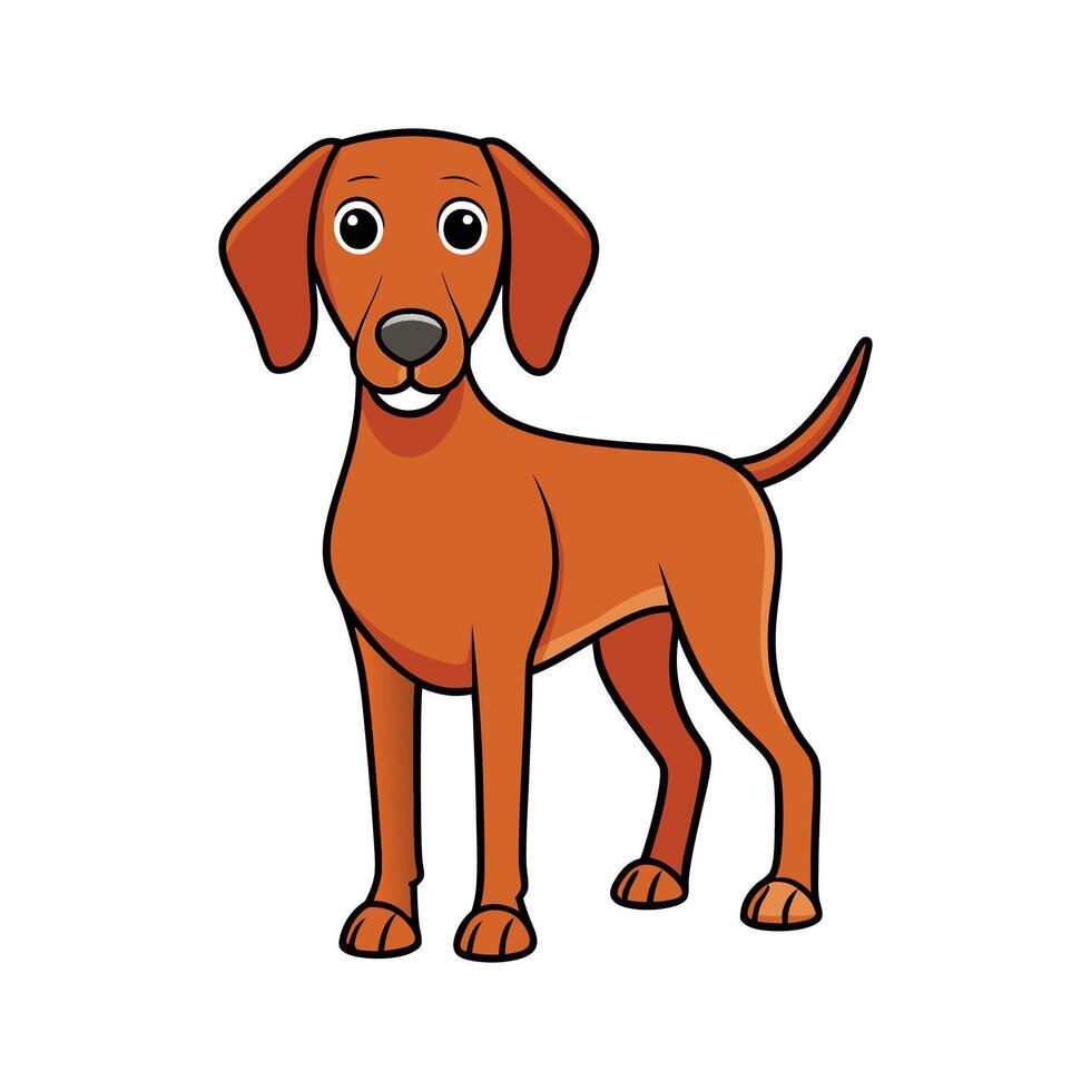 Dynamic Hungarian Vizsla Running Free. Cartoon Art Animal Illustration vector