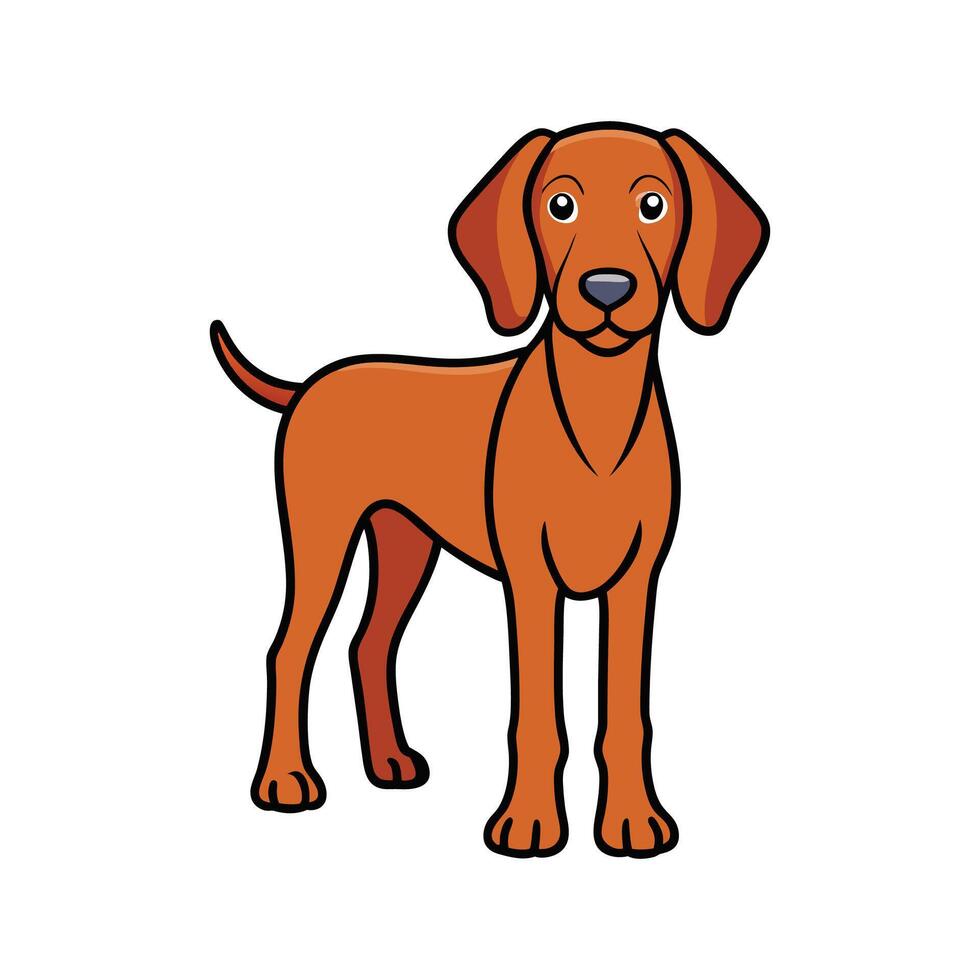 Playful Hungarian Vizsla in its Element. Cartoon Art Animal Illustration vector