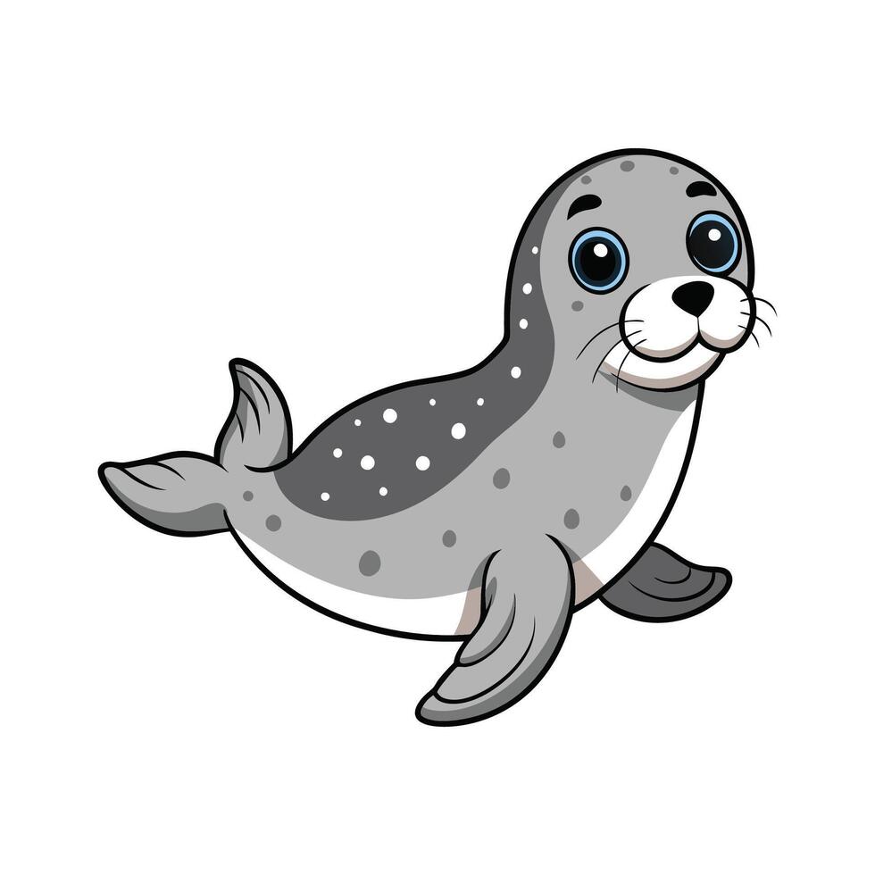 Stylized Leopard Seal Illustration for Wildlife. Cartoon Art Animal Illustration vector