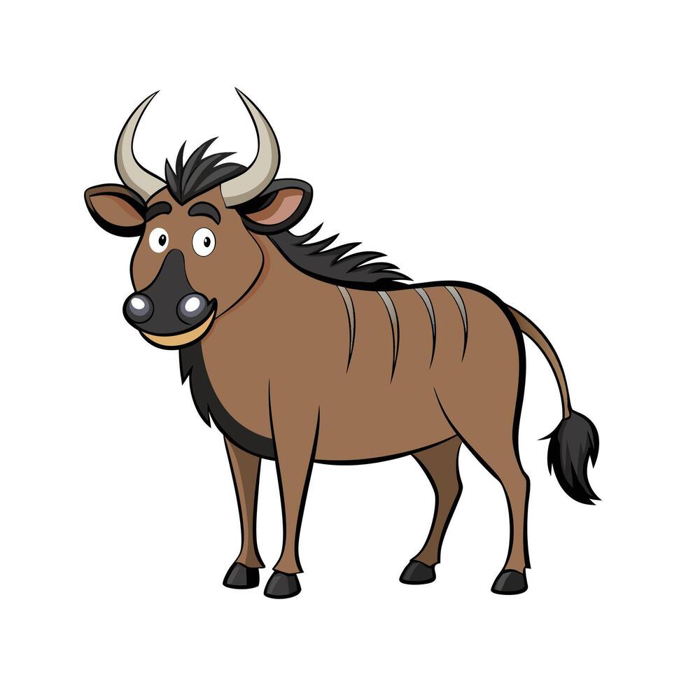 Niassa Wildebeest Illustration for Wildlife Art. Cartoon Art Animal Illustration vector
