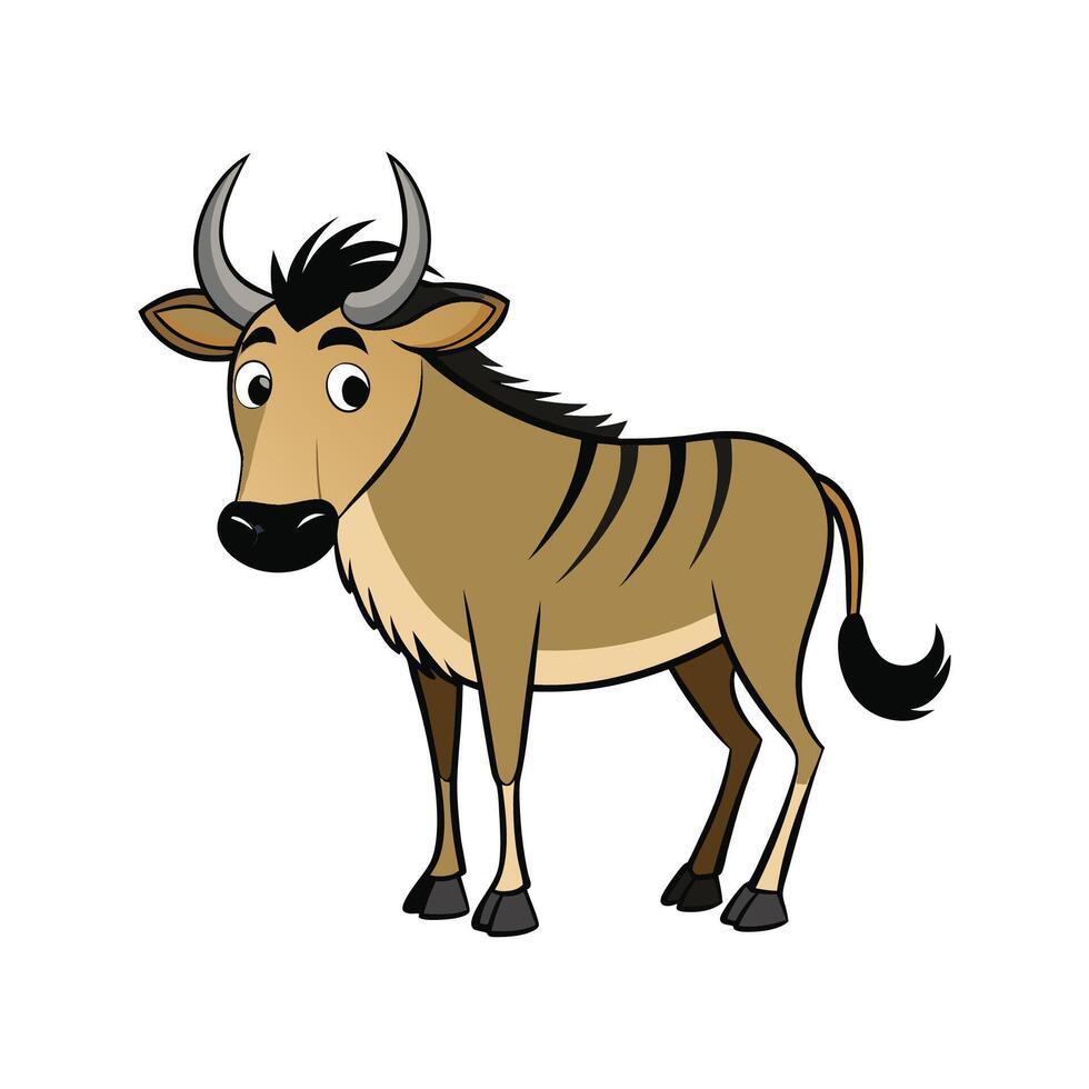 Unique Niassa Wildebeest for Artistic Projects. Cartoon Art Animal Illustration vector