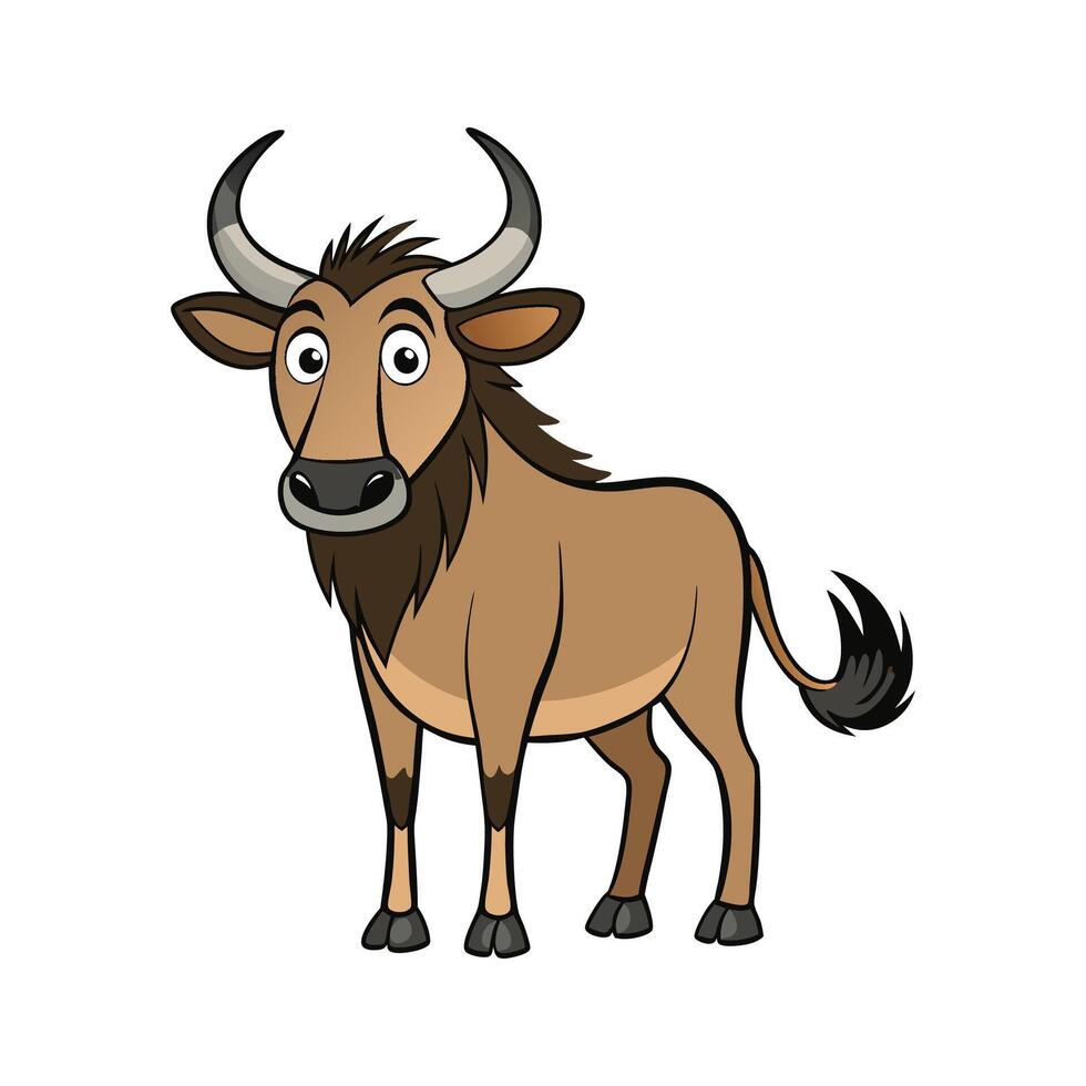 Charming Niassa Wildebeest Illustration for Creatives. Cartoon Art Animal Illustration vector
