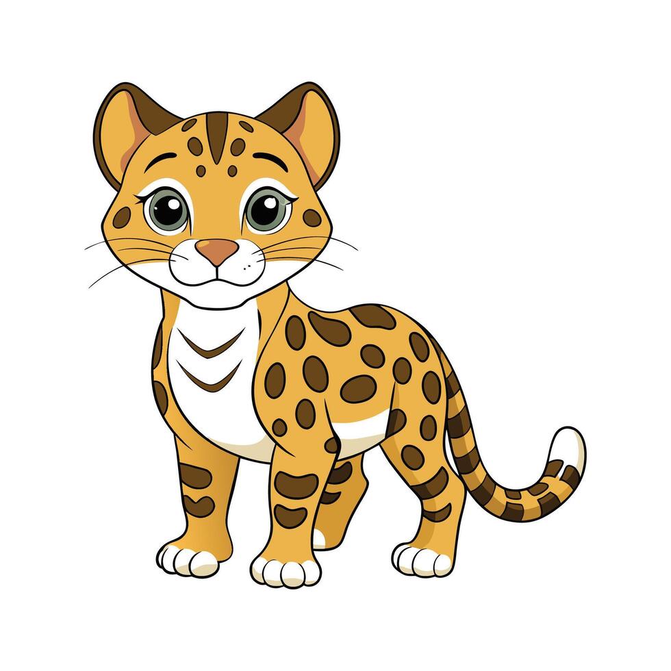 Charming Ocelot Illustration for Wildlife Lovers. Cartoon Art Animal Illustration vector