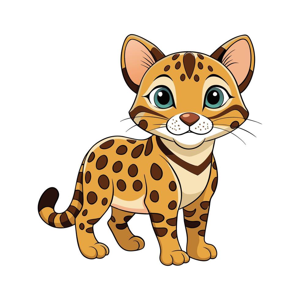 Creative Ocelot for Artistic Projects. Cartoon Art Animal Illustration vector