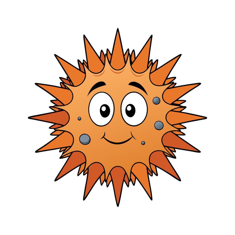 Stylized Sea Urchin Art for Unique Wildlife. Cartoon Art Animal Illustration vector