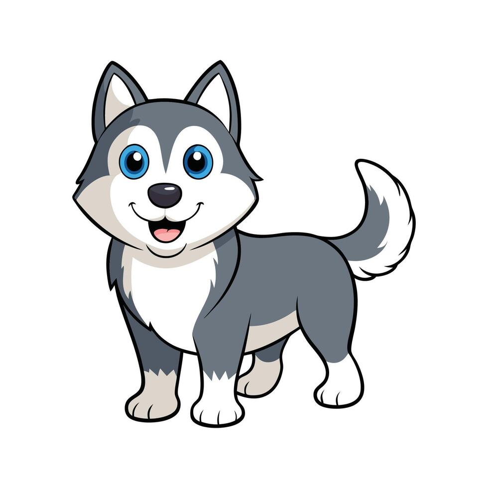Creative Siberian Husky for Unique Pet Art. Cartoon Art Animal Illustration vector