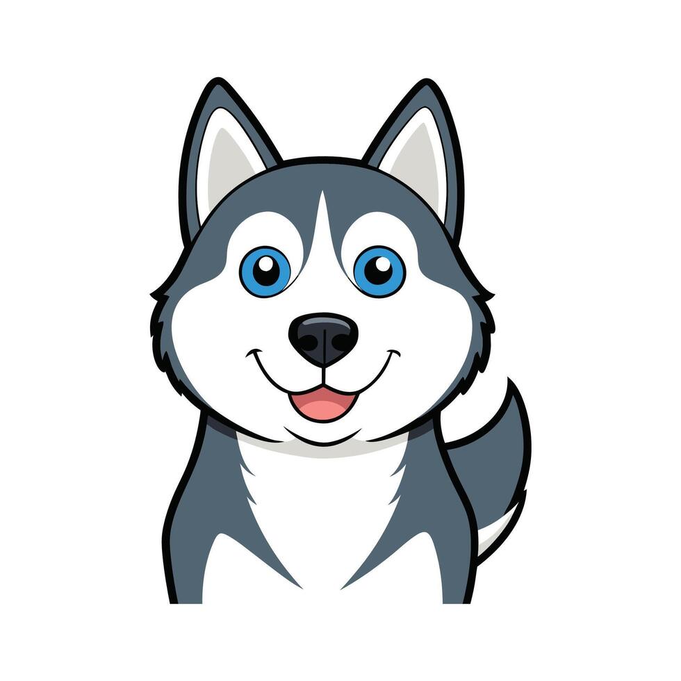 Stylized Siberian Husky Art for Unique Wildlife. Cartoon Art Animal Illustration vector