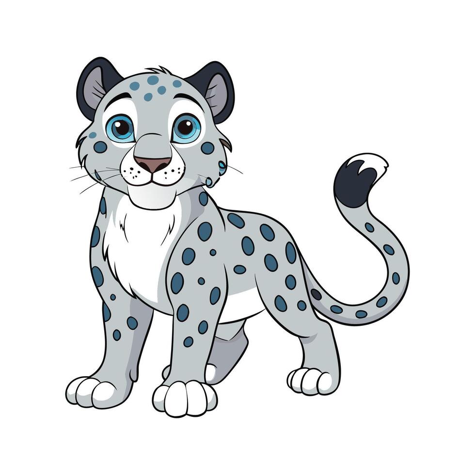 Engaging Snow Leopard Illustration for Wildlife Projects. Cartoon Art Animal Illustration vector