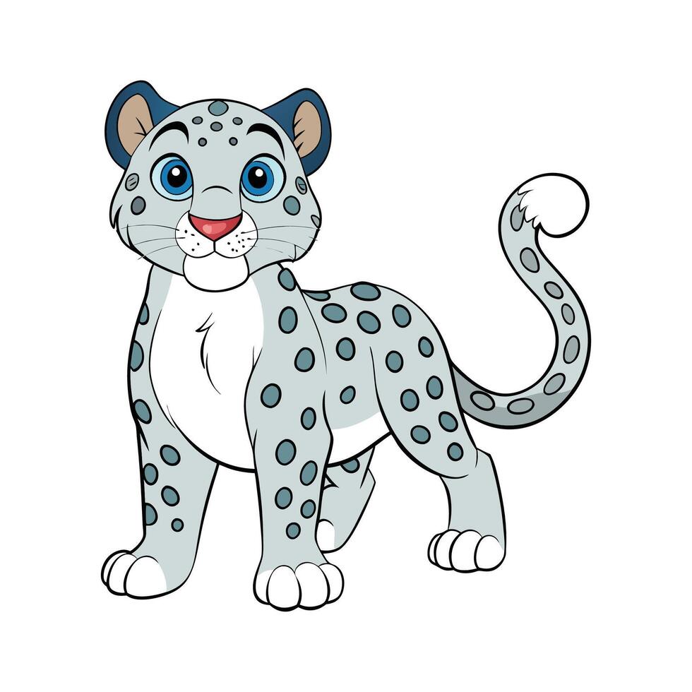 Creative Snow Leopard for Unique Wildlife. Cartoon Art Animal Illustration vector