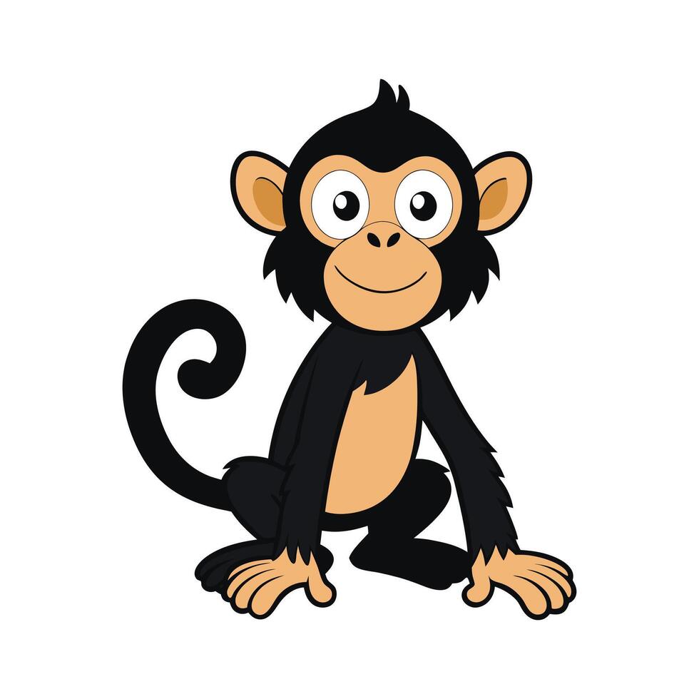 Stylized Spider Monkey Art for Wildlife. Cartoon Art Animal Illustration vector