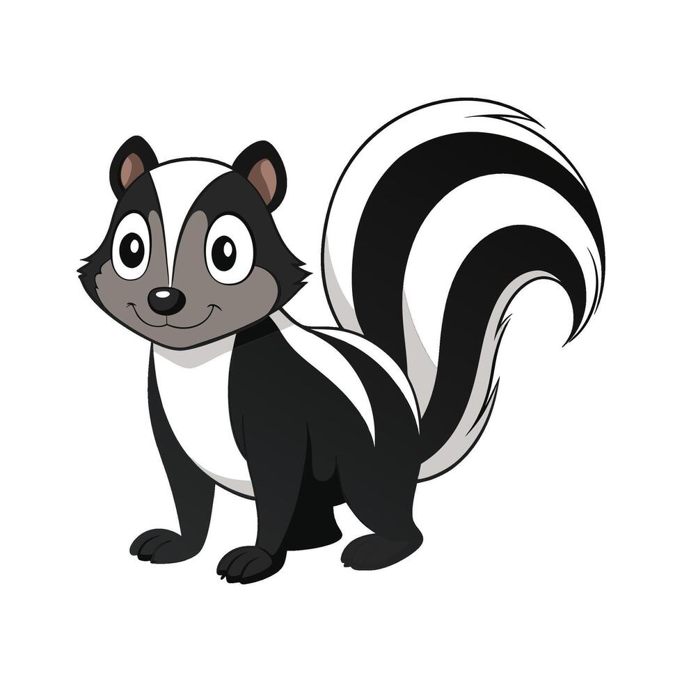 Charming Striped Skunk Illustration for Wildlife Art. Cartoon Art Animal Illustration vector