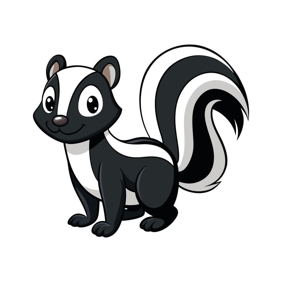 Stylized Striped Skunk Art for Creatives. Cartoon Art Animal Illustration vector