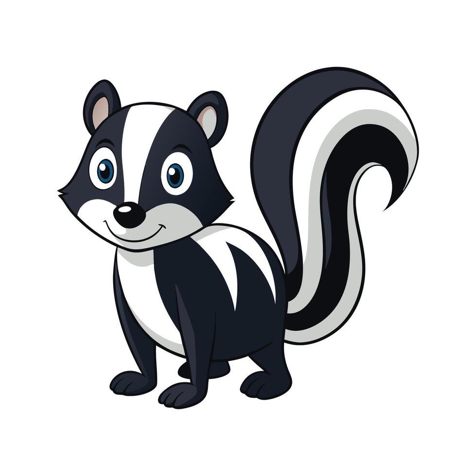 Unique Striped Skunk Illustration for Wildlife Art. Cartoon Art Animal Illustration vector