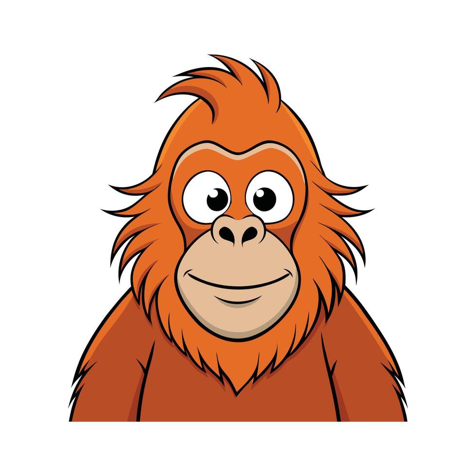 Stylized Sumatran Orangutan Art for Wildlife. Cartoon Art Animal Illustration vector