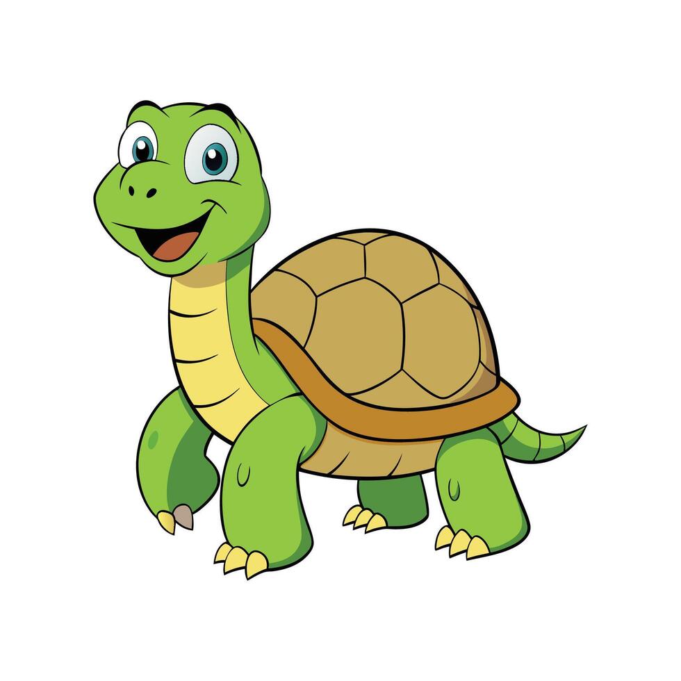 Stylized Tortoise Art for Unique Wildlife. Cartoon Art Animal Illustration vector
