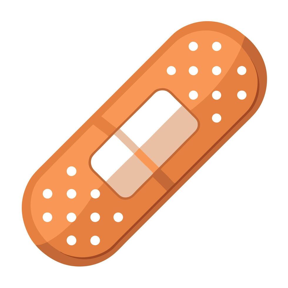 Flat Style Bandage Icon with Small Wound and Red Color vector