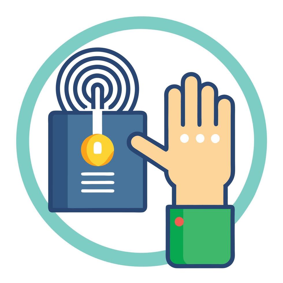 Hand Scanning over a Sensor with Biometric Data Icon vector