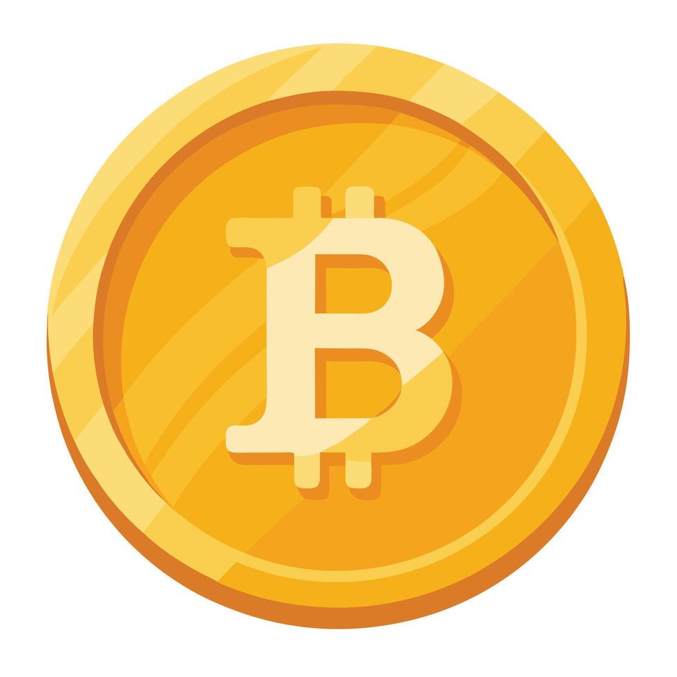Golden Coin with the Bitcoin Logo and Cryptocurrency Icon vector