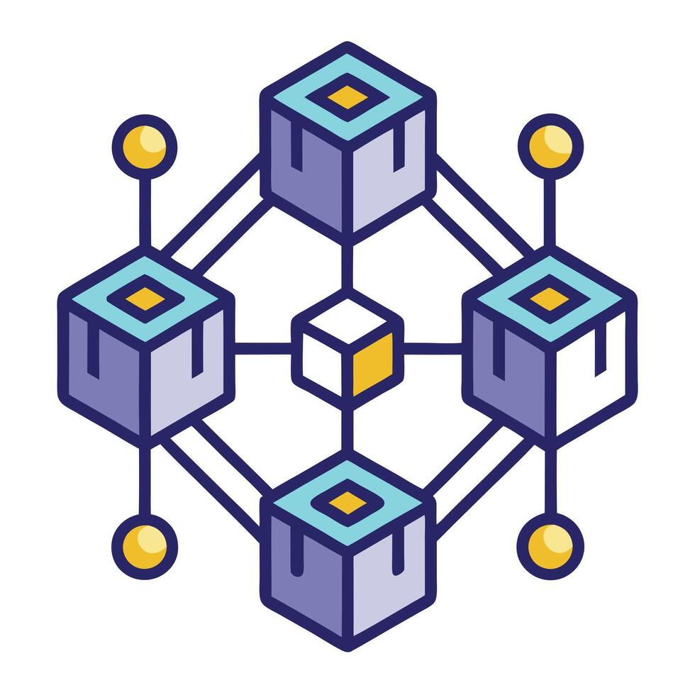 Interlocking Blocks Symbolizing Blockchain and Cryptocurrency Icon vector
