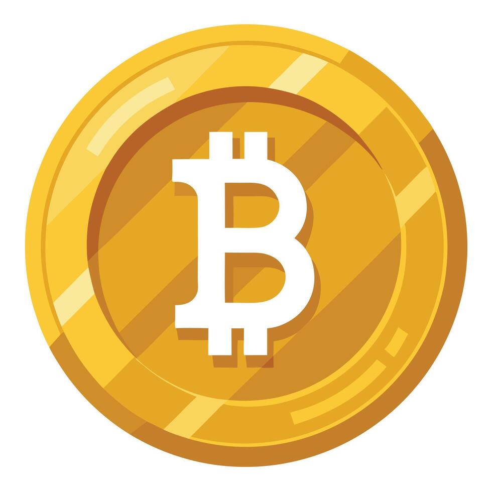 Stylized Bitcoin Coin with a Golden Color and Logo vector
