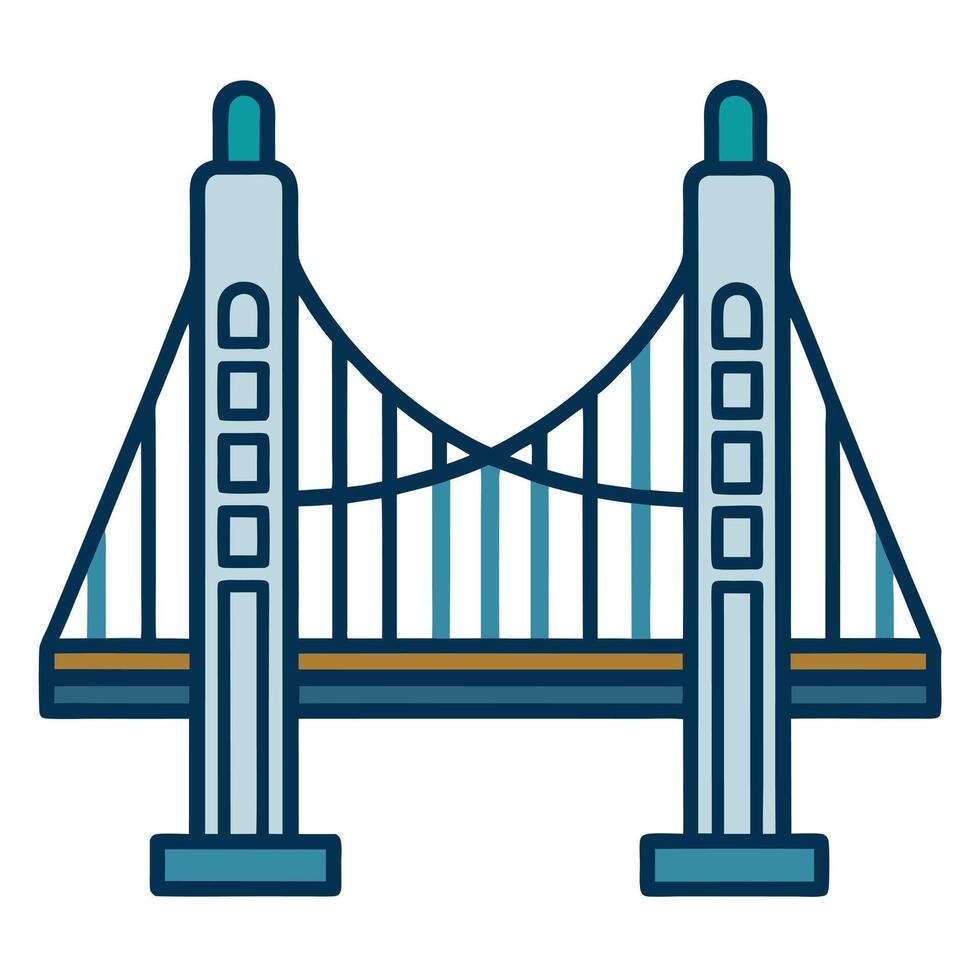Suspension Bridge Icon with Clean Lines and Modern Design vector