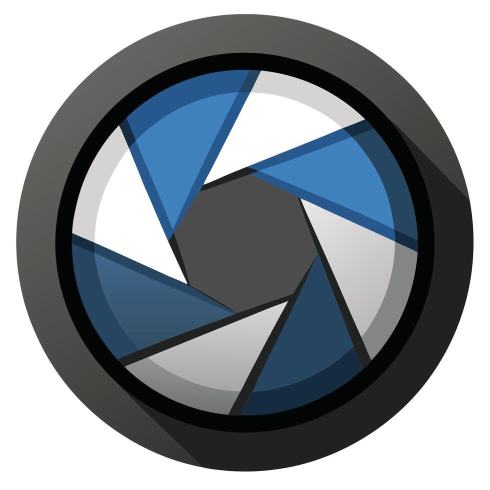 Sleek Camera Lens Icon with Aperture and Focal Length vector