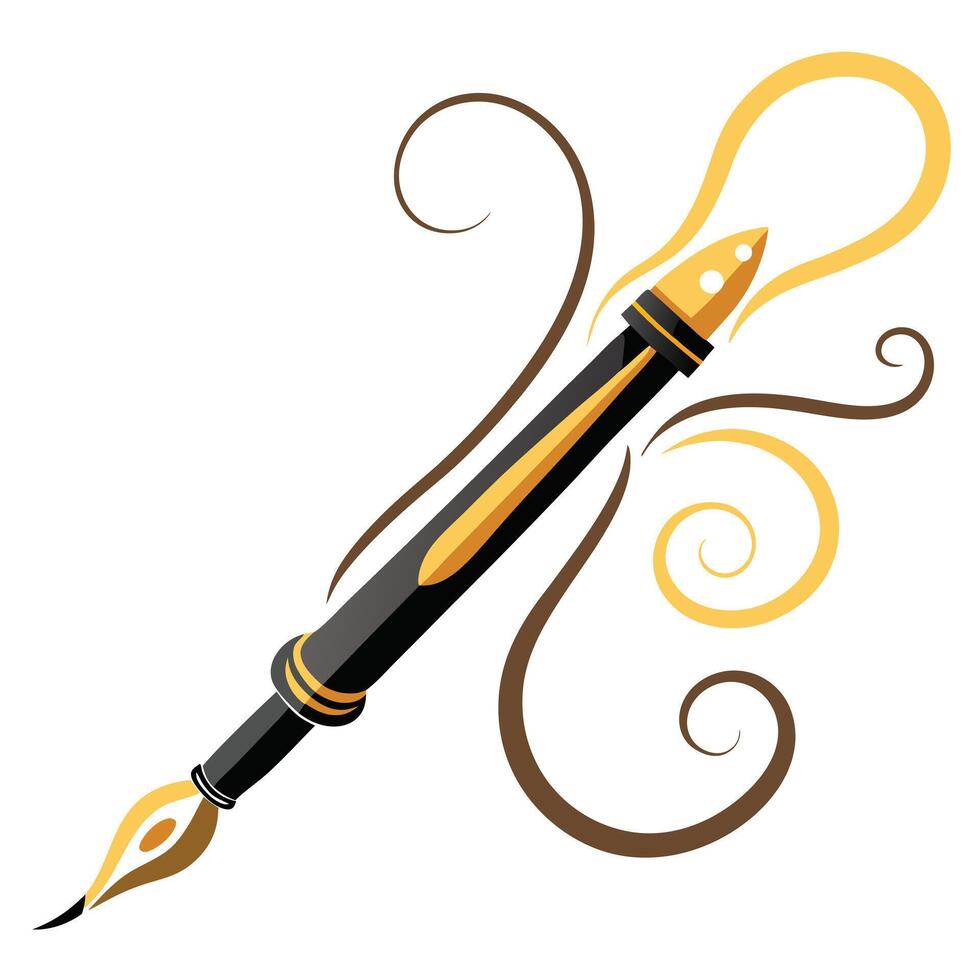 Calligraphy Pen Icon with Elegant Script and Design vector