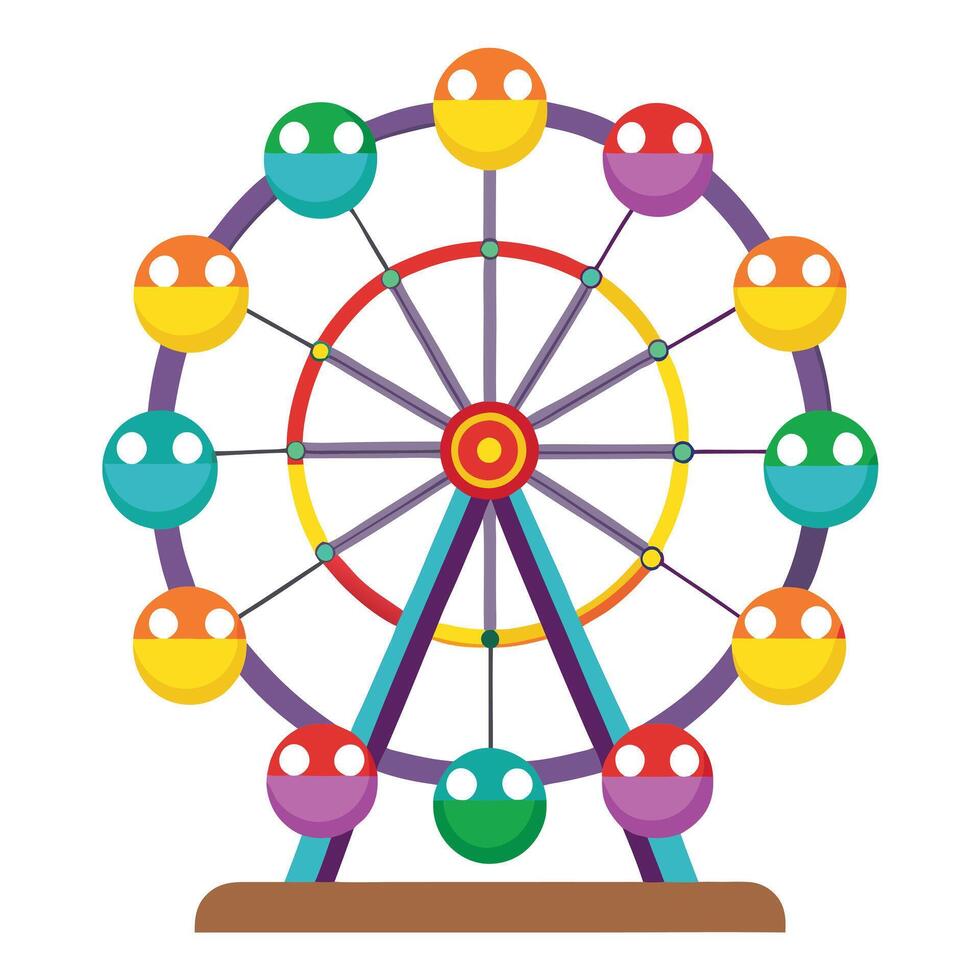 Ferris Wheel Icon with Colorful Lights and Carnival Atmosphere vector