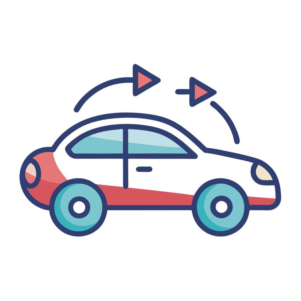 Car Icon with Sharing Arrows Isolated on a White Background vector